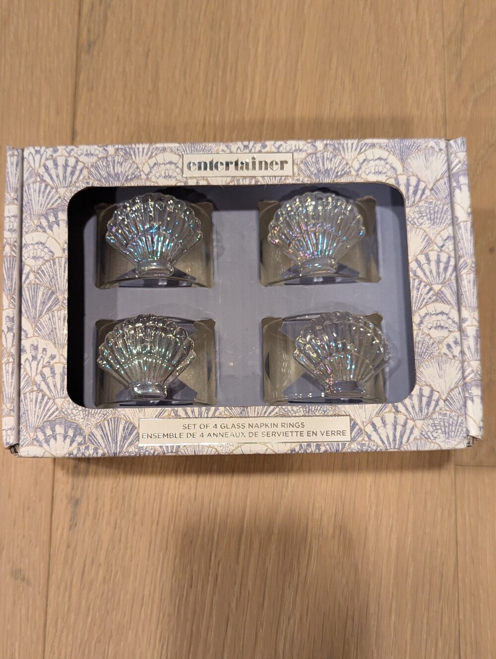 Glass Irredescent Shell Napkin Rings - Set of 4